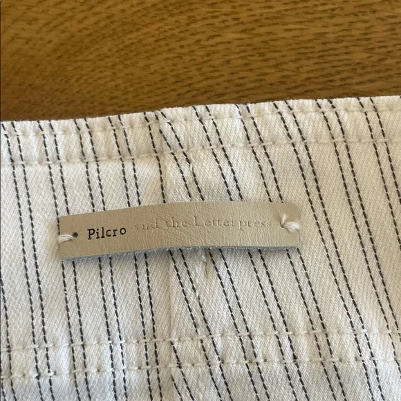 Pilcro Anthropologie Women’s High Rise Skinny Pants White Gray Stripes Size 28 - Picture 10 of 15